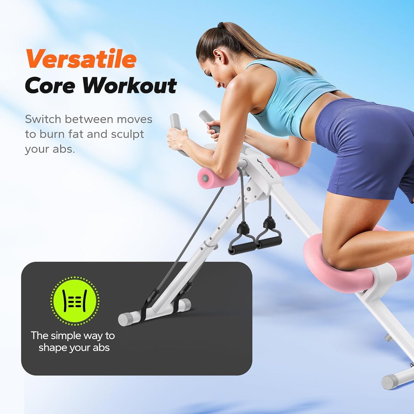 Ab Machine Abs Workout Equipment Adjustable | Ab Trainer Machine for Abs Workout at Home Gym, Foldable Knee Protection