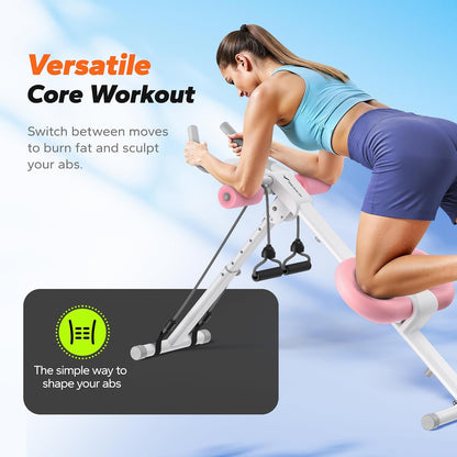 Ab Machine Abs Workout Equipment Adjustable | Ab Trainer Machine for Abs Workout at Home Gym, Foldable Knee Protection
