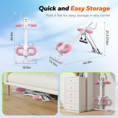 Ab Machine Abs Workout Equipment Adjustable | Ab Trainer Machine for Abs Workout at Home Gym, Foldable Knee Protection