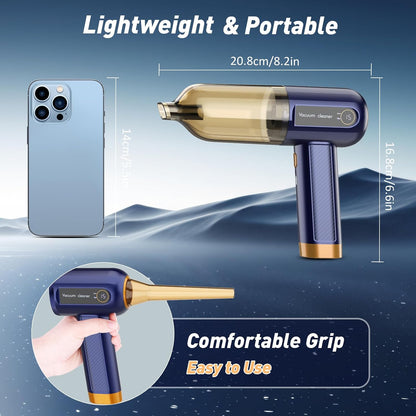 Car Vacuum Cleaner, Handheld Vacuum Cleaner 15000Pa Powerful Cordless Car Hoover with LED Display & 7 Nozzles, Rechargeable Mini Hoover for Pet Hair Home Office Kitchen Carpet