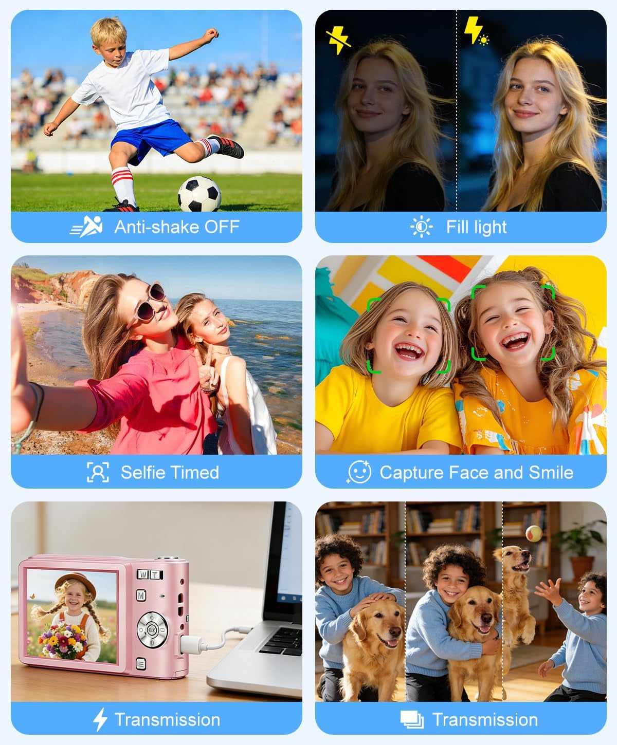 Digital Camera, 1080P FHD Vlogging Camera 50MP Compact Portable Photo Camera with 2.4" Screen, 16X Digital Zoom Mini Small Pocket Camera for Kids Students with 1 Battery, 16GB Card (Black)