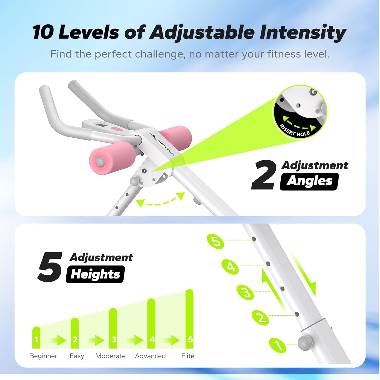 Ab Machine Abs Workout Equipment Adjustable | Ab Trainer Machine for Abs Workout at Home Gym, Foldable Knee Protection