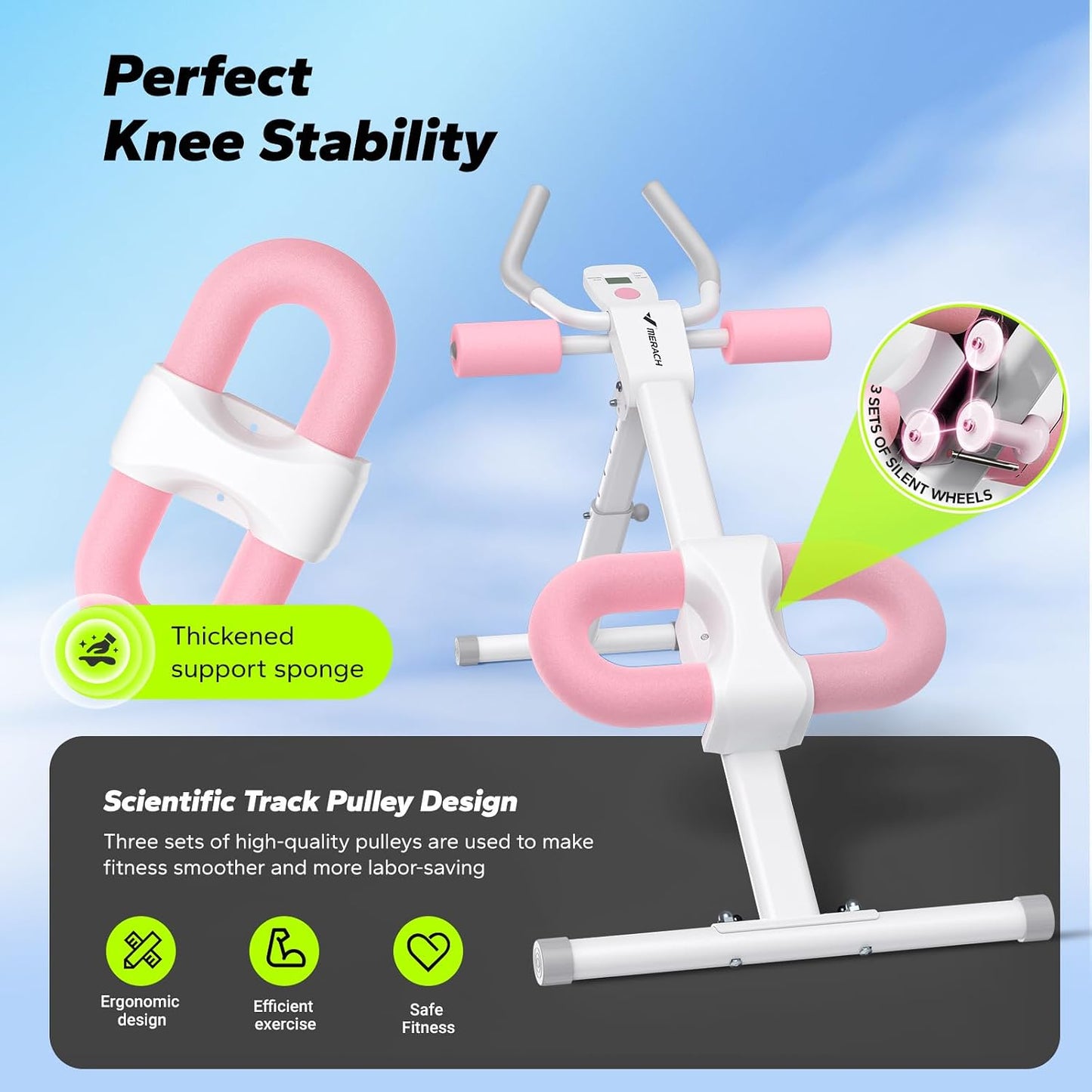 Ab Machine Abs Workout Equipment Adjustable | Ab Trainer Machine for Abs Workout at Home Gym, Foldable Knee Protection