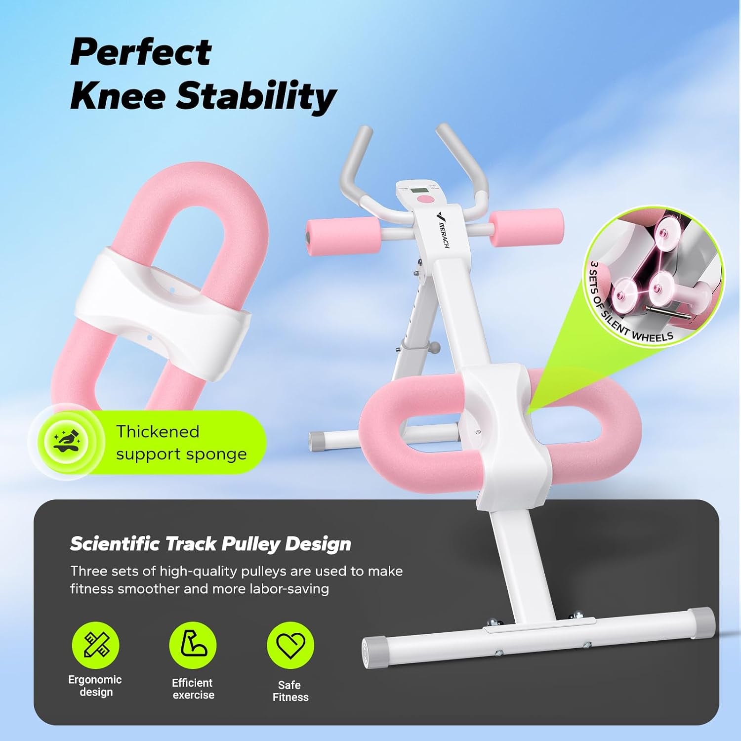 Ab Machine Abs Workout Equipment Adjustable | Ab Trainer Machine for Abs Workout at Home Gym, Foldable Knee Protection